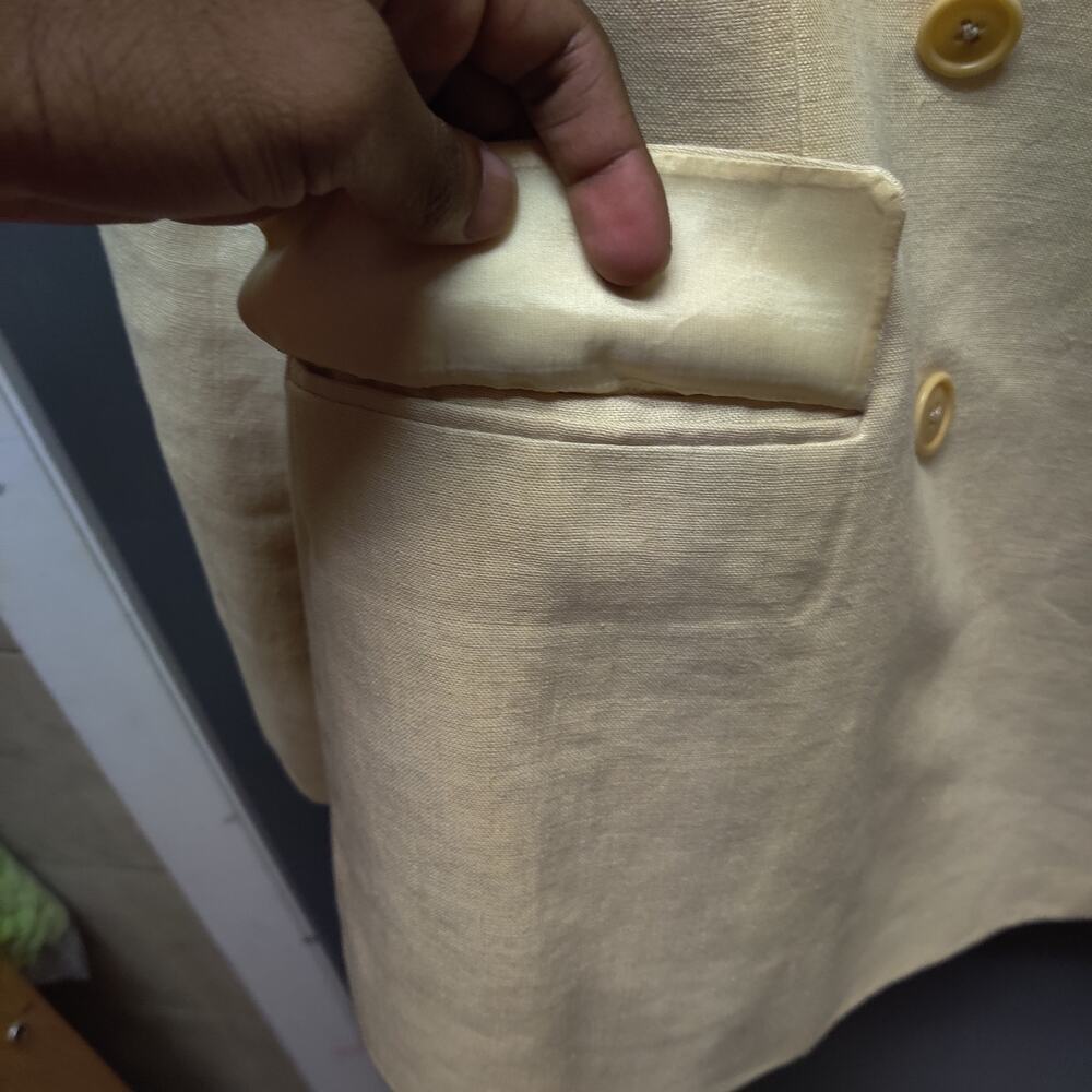Lauren by Ralph Lauren Vintage Peach 100% Linen Double Breasted Blazer Small - Picture 5 of 8